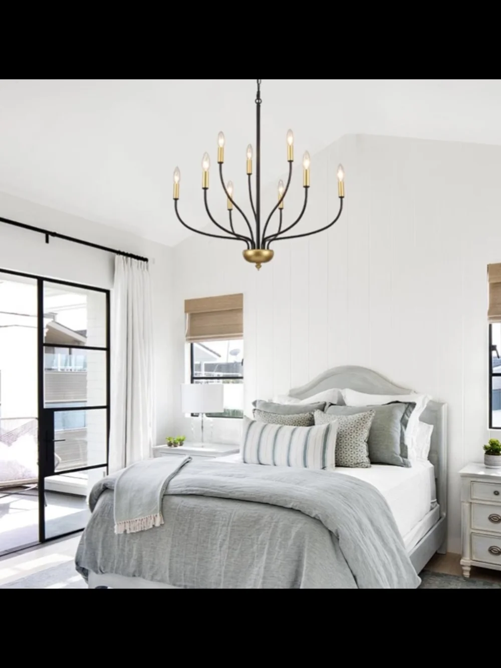 Modern Black and Gold 9-Light Chandelier - Home Accents